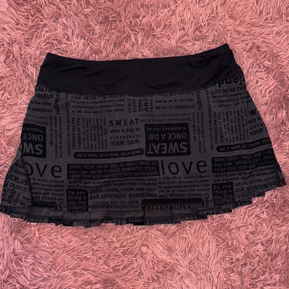 lululemon athletica Black Text Print Mini Skirt